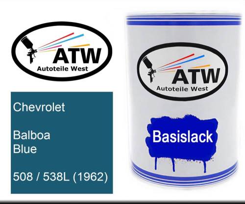 Chevrolet, Balboa Blue, 508 / 538L (1962): 500ml Lackdose, von ATW Autoteile West.